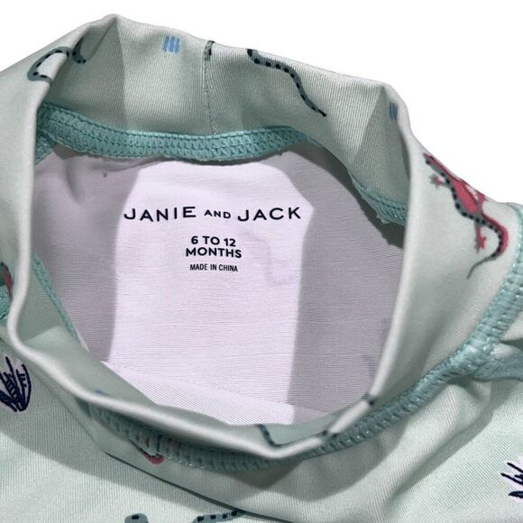Janie and Jack Mint Green Desert Animal 2 Piece Rash Guard Swimsuit Size 6-12M - Picture 5 of 7